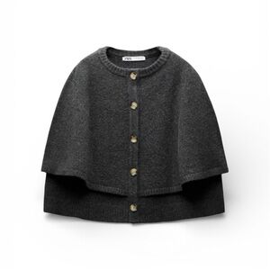 Zara Knit Cape Jacket - Large, gray